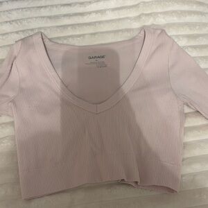 Garage Light Pink Ribbed Crop Top